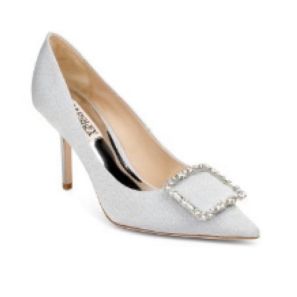 Badgley Mischka Silver Blue Heels Women's Size 9.5